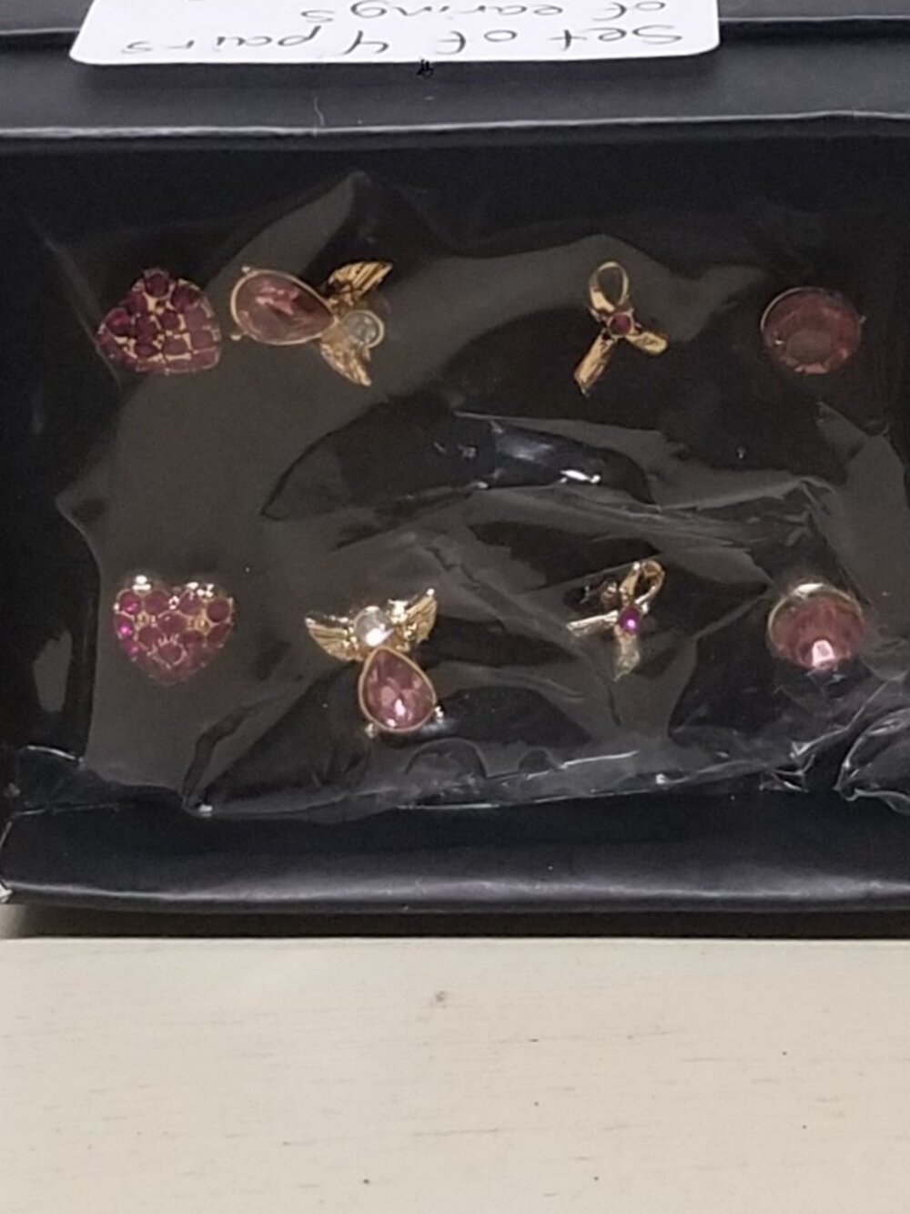 Avon Pink Hope Stud Earrings featuring Pink Rhinestones and Gold-Tone Plating
